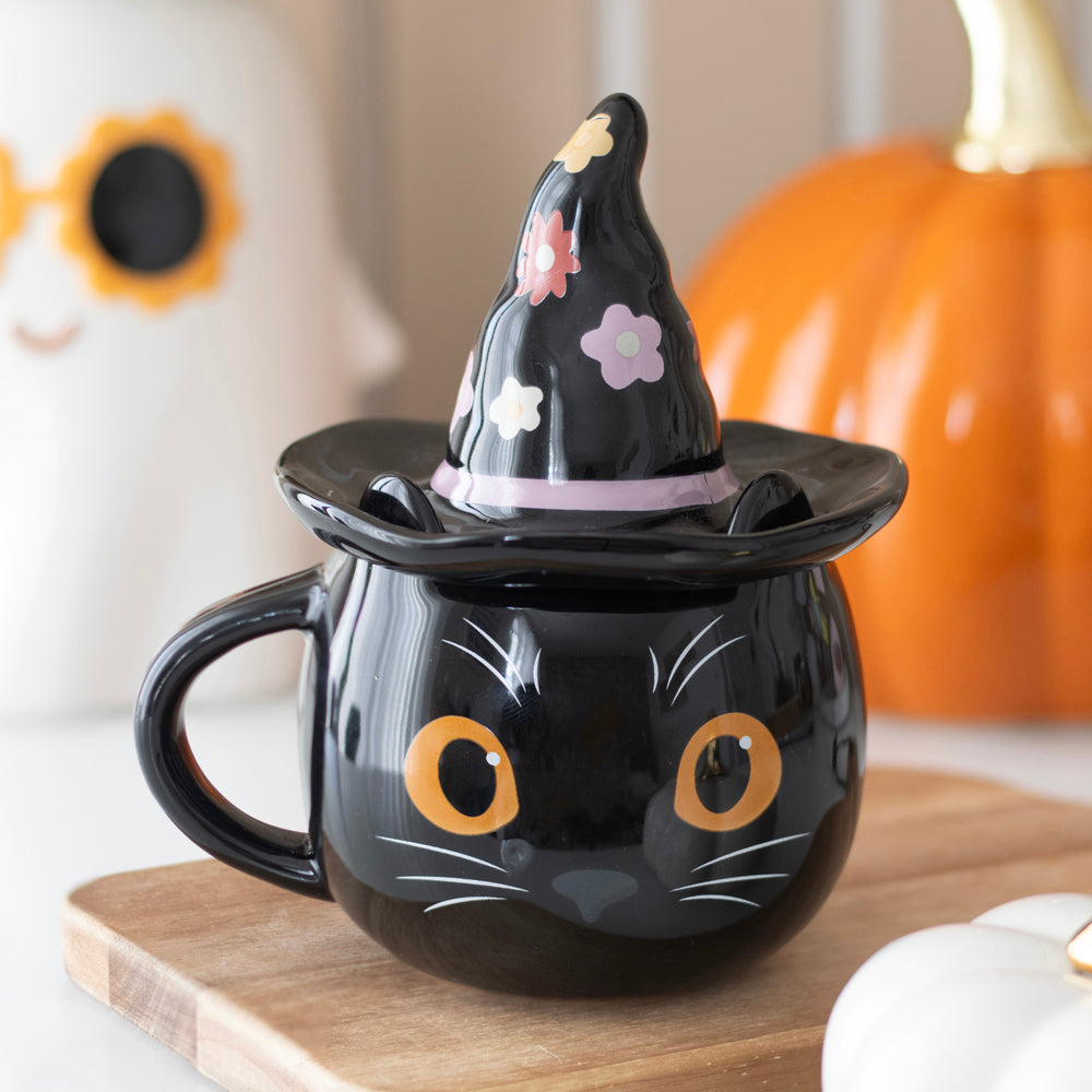 Viv! Christmas Halloween Mok - Groovy Heks Kat met Deksel - keramiek