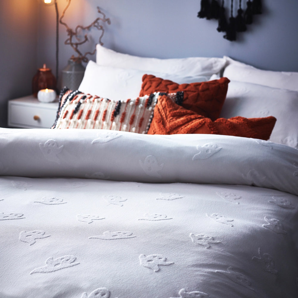 Viv! Christmas Halloween Duvet Cover - Tufted Ghosts - 100% Cotton