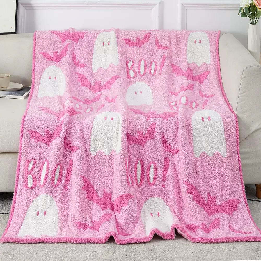 Viv! Christmas Halloween Deken - Boo - Roze Spookjes & Vleermuizen