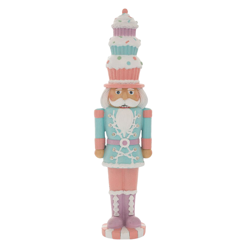 Viv! Christmas Tabletop Figure - Nutcracker incl. LED with Cupcakes - pastel - pink blue - 46cm