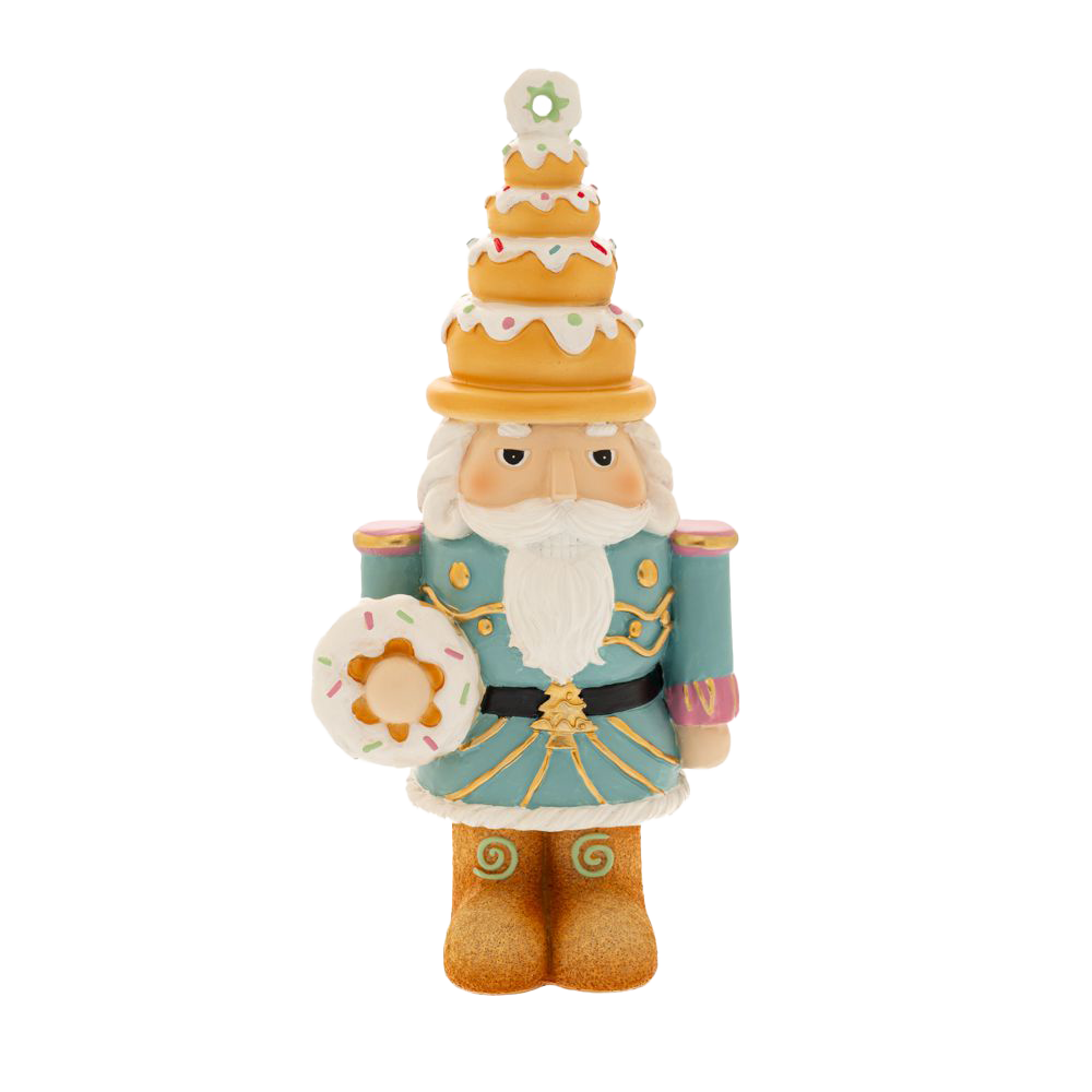 Viv! Christmas Weihnachtsfigur - Nussknacker Figur mit Donuts - Pastell - blau rosa - 25cm