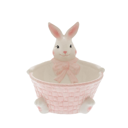 B-GRADE: Viv! Christmas Easter Tableware - Bowl with Bunny - ceramic - Easter - pink - 16cm