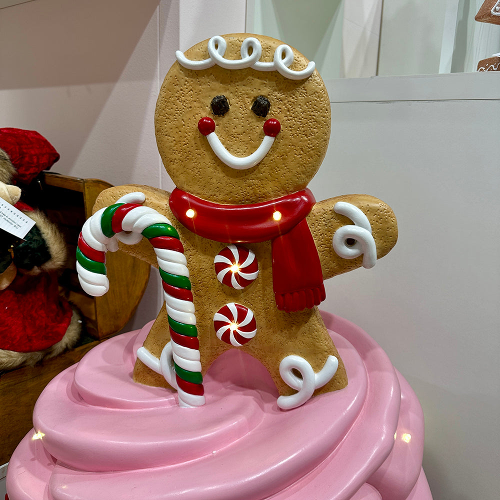 Viv! Christmas Kerstbeeld - XXL Cupcake Gingerbread incl. LED - Kerst Display - 100cm