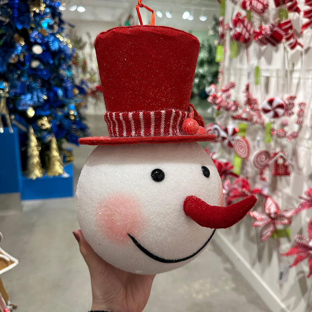 Viv! Christmas Tree Centrepiece - Snowman Head - Red White - 28 cm