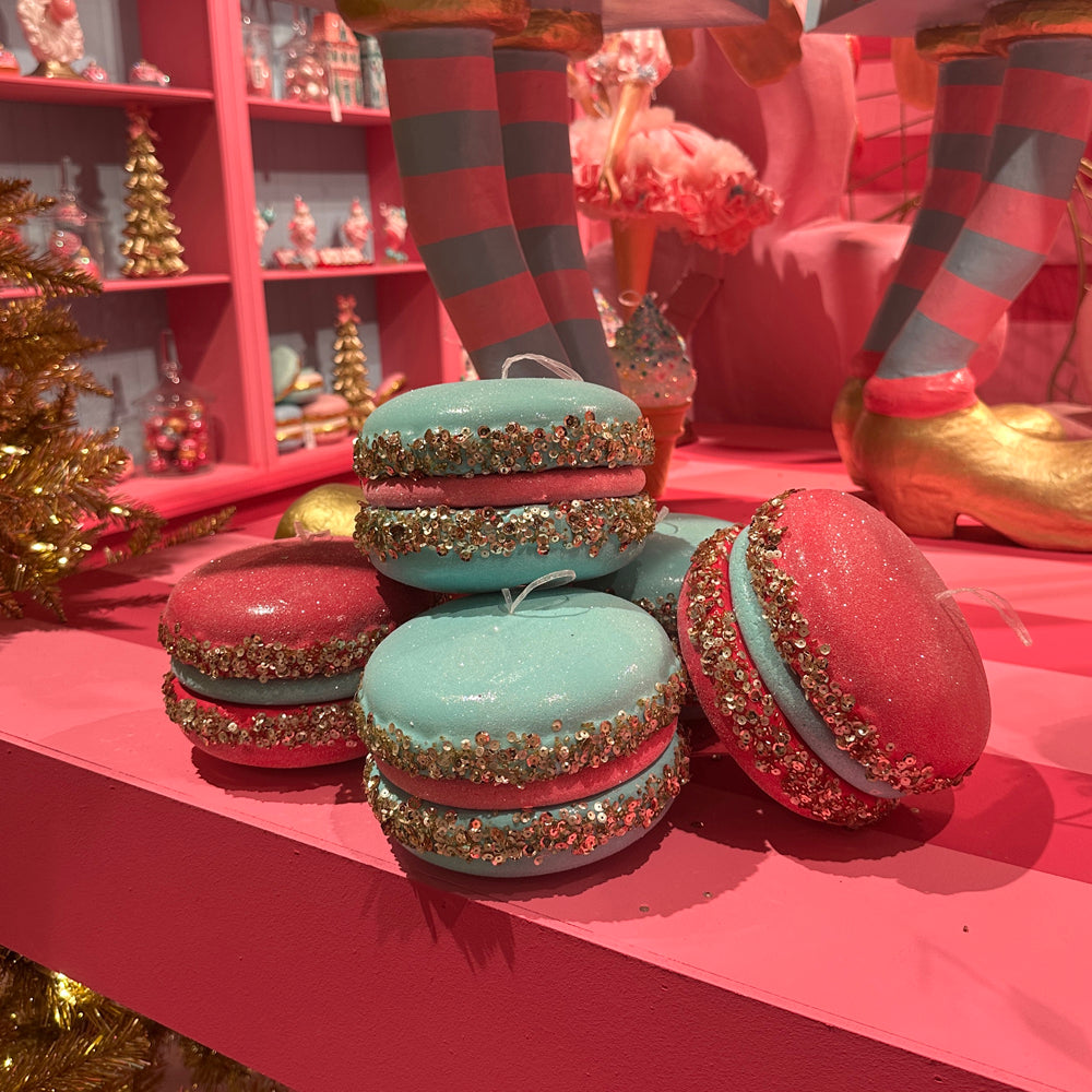 Goodwill M&G Christmas Ornament - Glitter Sequin Macarons - Set of 2 - Pink Blue - 16.5 cm
