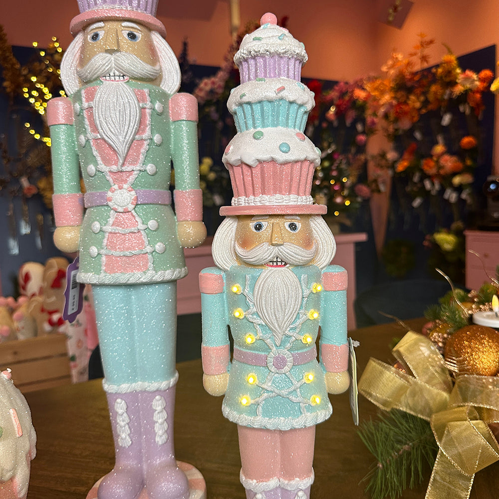 Viv! Christmas Tabletop Figure - Nutcracker incl. LED with Cupcakes - pastel - pink blue - 46cm