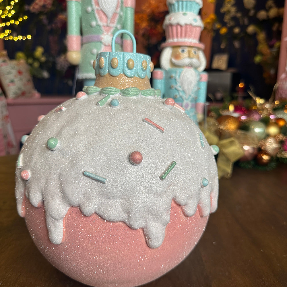 Viv! Christmas Tabletop Figure - Gingerbread Candy Christmas ball - pastel pink - 29cm