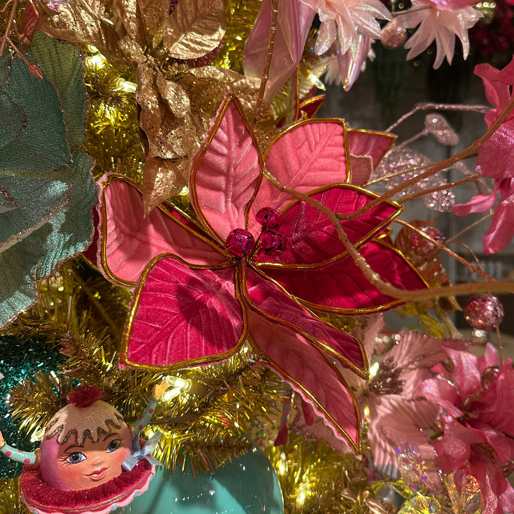 Goodwill M&G Weihnachtszweig - Weihnachtsstern mit Clip - Rosa Gold - 29 cm