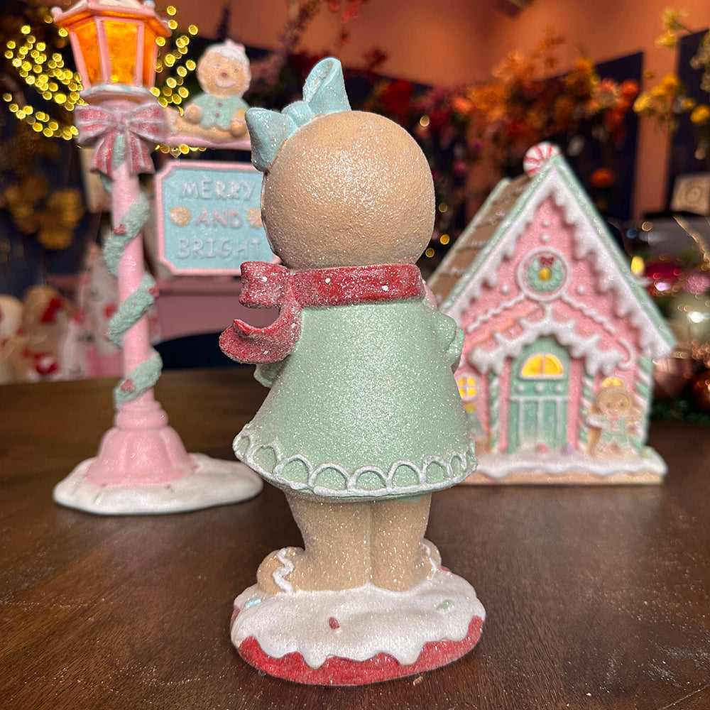 Viv! Christmas Tabletop Figure - Gingerbread Girl - pastel - pink red - 23cm