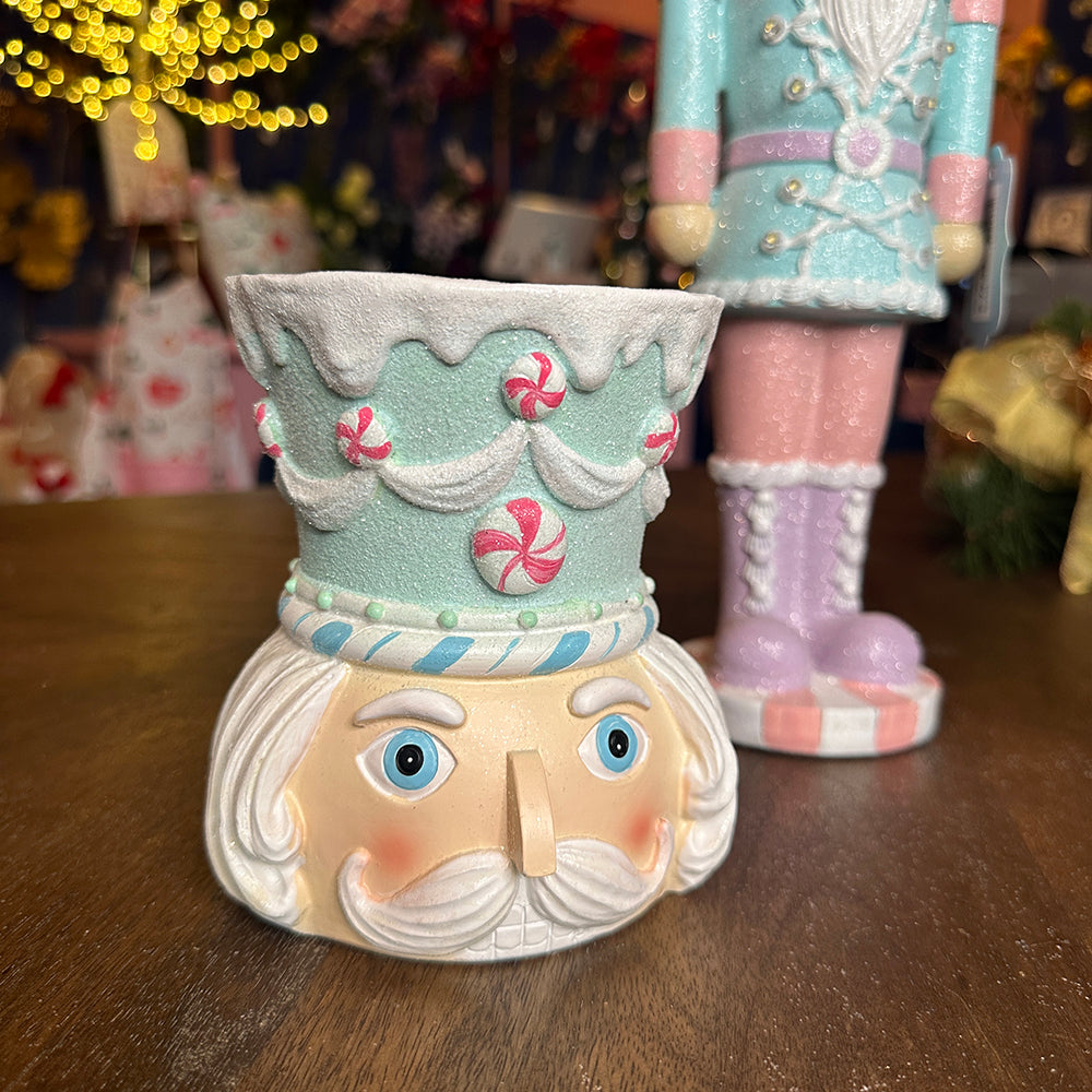 Viv! Christmas Table Decoration - Candle Holder Candy Nutcracker - pastel - blue pink - 14cm