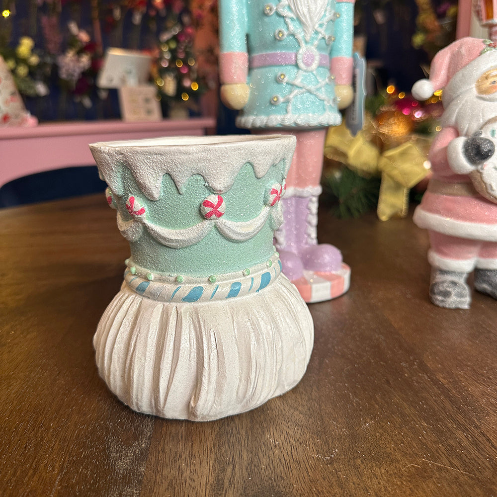 Viv! Christmas Table Decoration - Candle Holder Candy Nutcracker - pastel - blue pink - 14cm