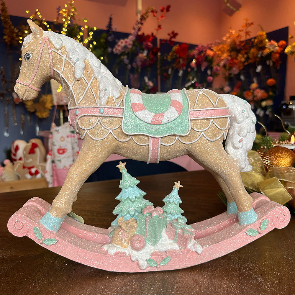 Viv! Christmas Weihnachtsfigur - Schaukelpferd - Pastell - rosa mint - 37cm