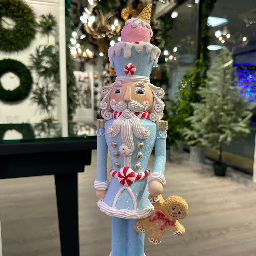 Viv! Christmas Tabletop Figure - Gingerbread Nutcracker w/ Candy - Blue Red - 46 cm