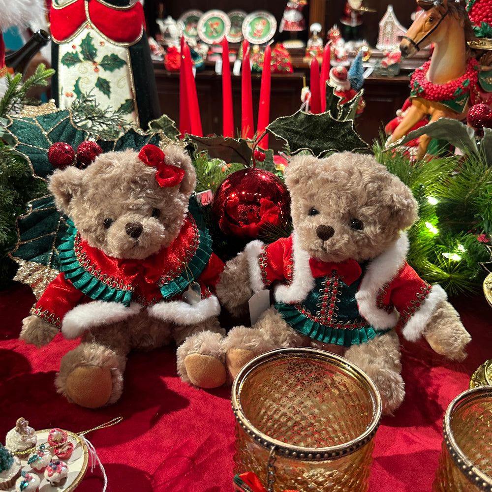 Goodwill M&G Christmas Tabletop Figure - Family Feast Mr. & Mrs. Bear - Set of 2 - Red Green - 30 cm
