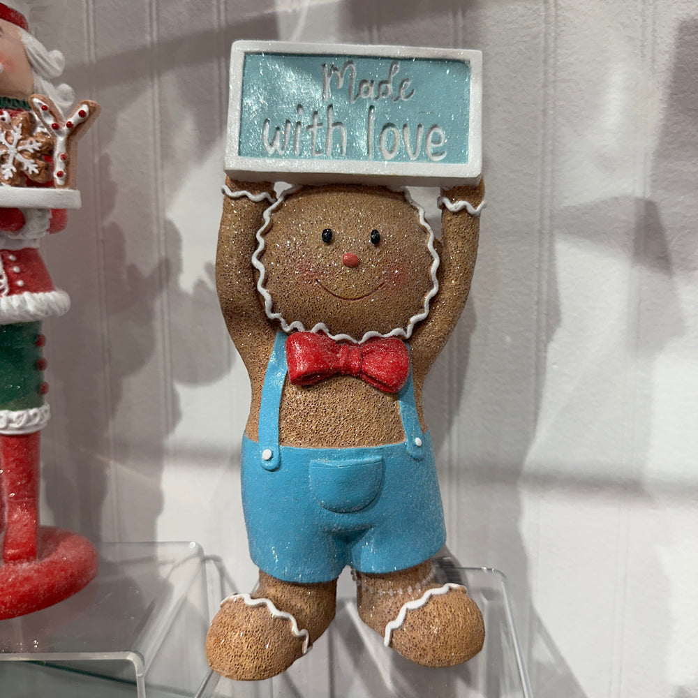 Viv! Christmas Tabletop Figure - Gingerbread Boy & Girl - Set of 2 - Blue Red - 20 cm