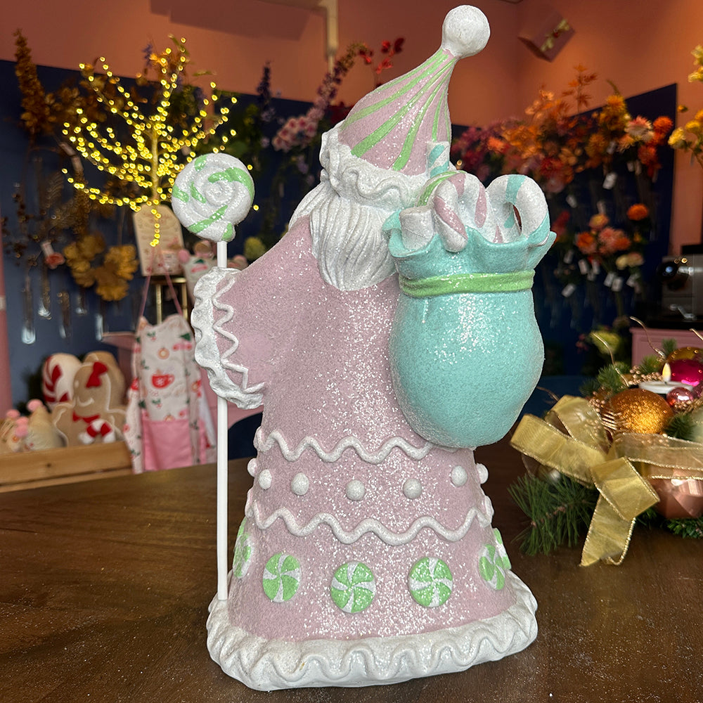 Viv! Christmas Tabletop Figure - Santa with Candy - pastel - pink - 46cm