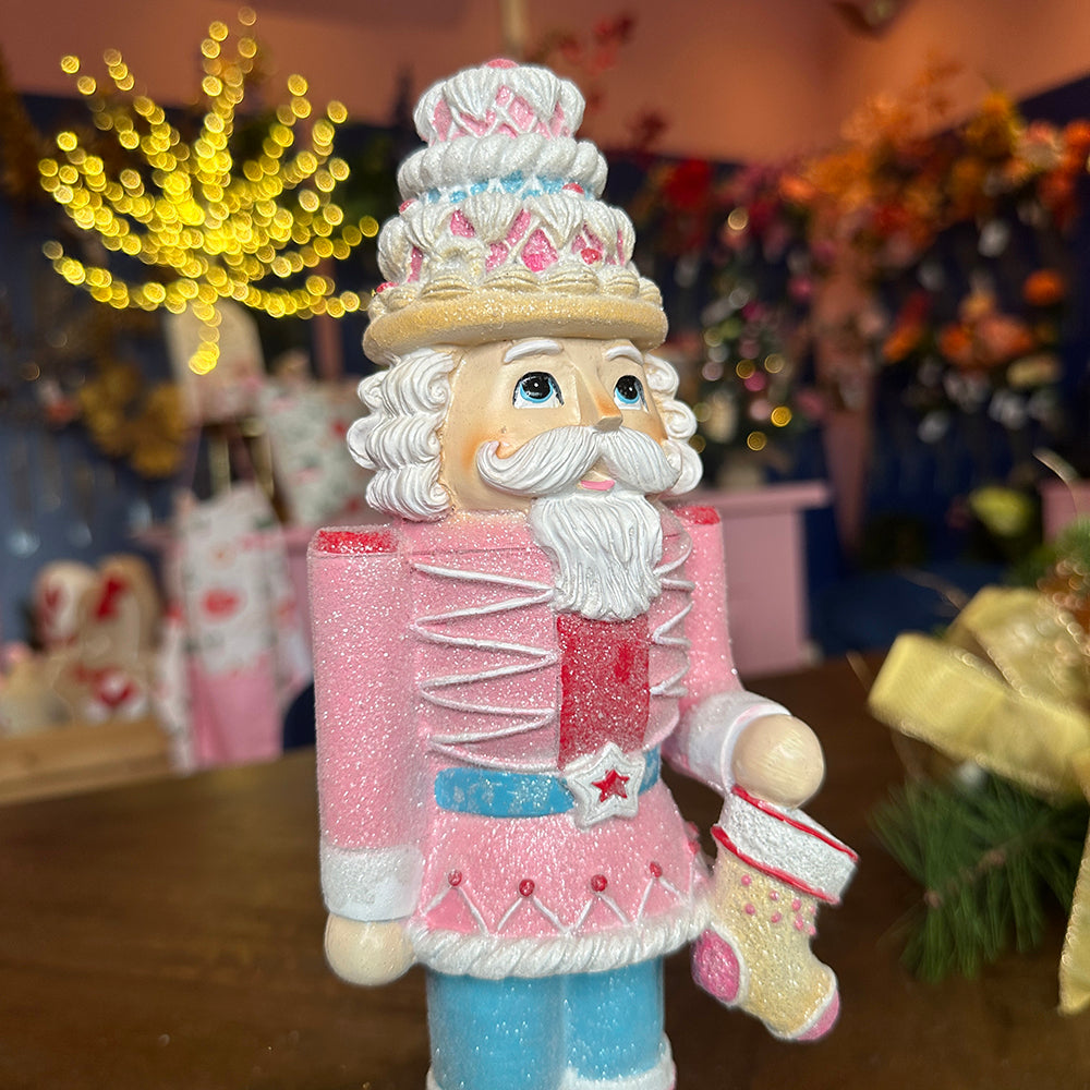 Viv! Christmas Tabletop Figure - Candy Nutcracker - set of 2 - pink blue - 32cm