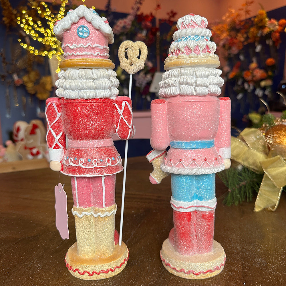 Viv! Christmas Tabletop Figure - Candy Nutcracker - set of 2 - pink blue - 32cm