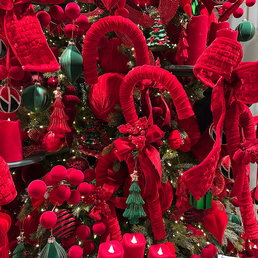 Viv! Christmas Kersttak - Fluweel Rode Bessen Tak - rood - 61cm