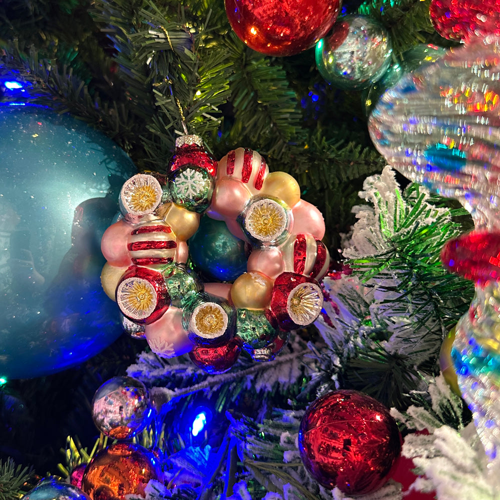 Viv! Christmas Ornament - Candy Wreath w/ Reflector Baubles - Glass - 14 cm