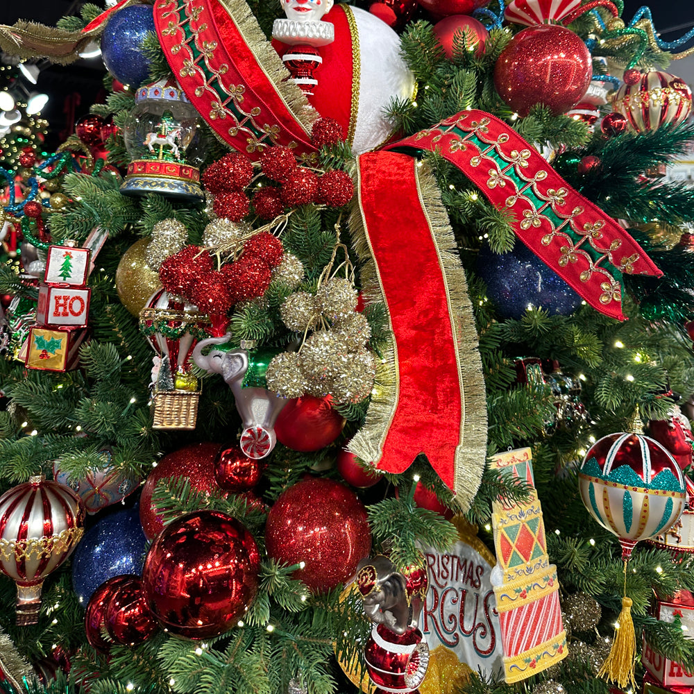 Viv! Christmas Ornament - Circus Carousel w/ Tree & Horse - Glass - Red - 16 cm