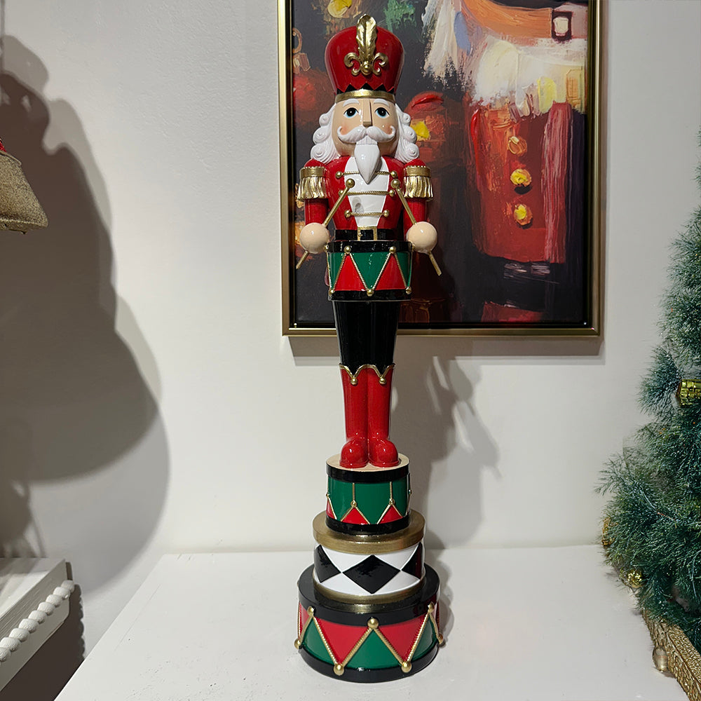 Viv! Christmas Tabletop Figure - Nutcracker with Drum - Red Black Green - 46 cm