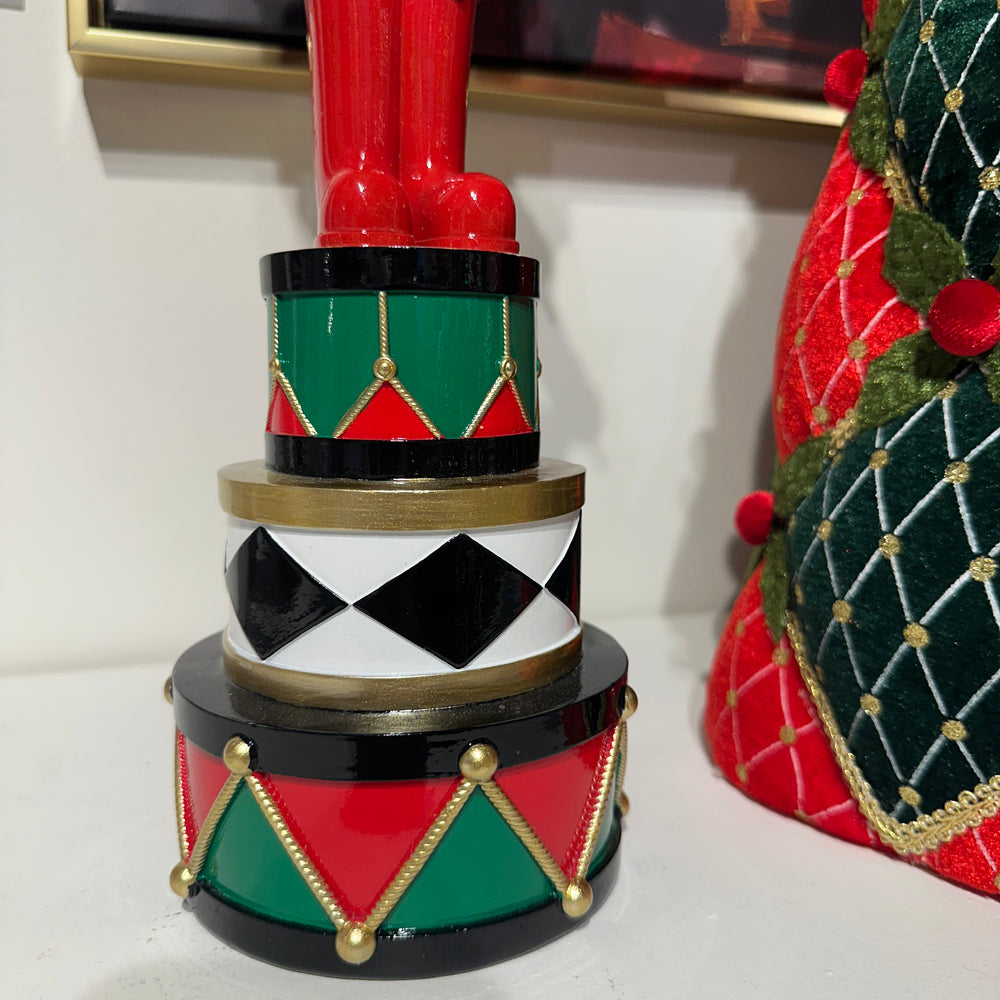 Viv! Christmas Tabletop Figure - Nutcracker with Drum - Red Black Green - 46 cm