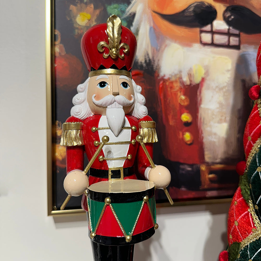 Viv! Christmas Tabletop Figure - Nutcracker with Drum - Red Black Green - 46 cm