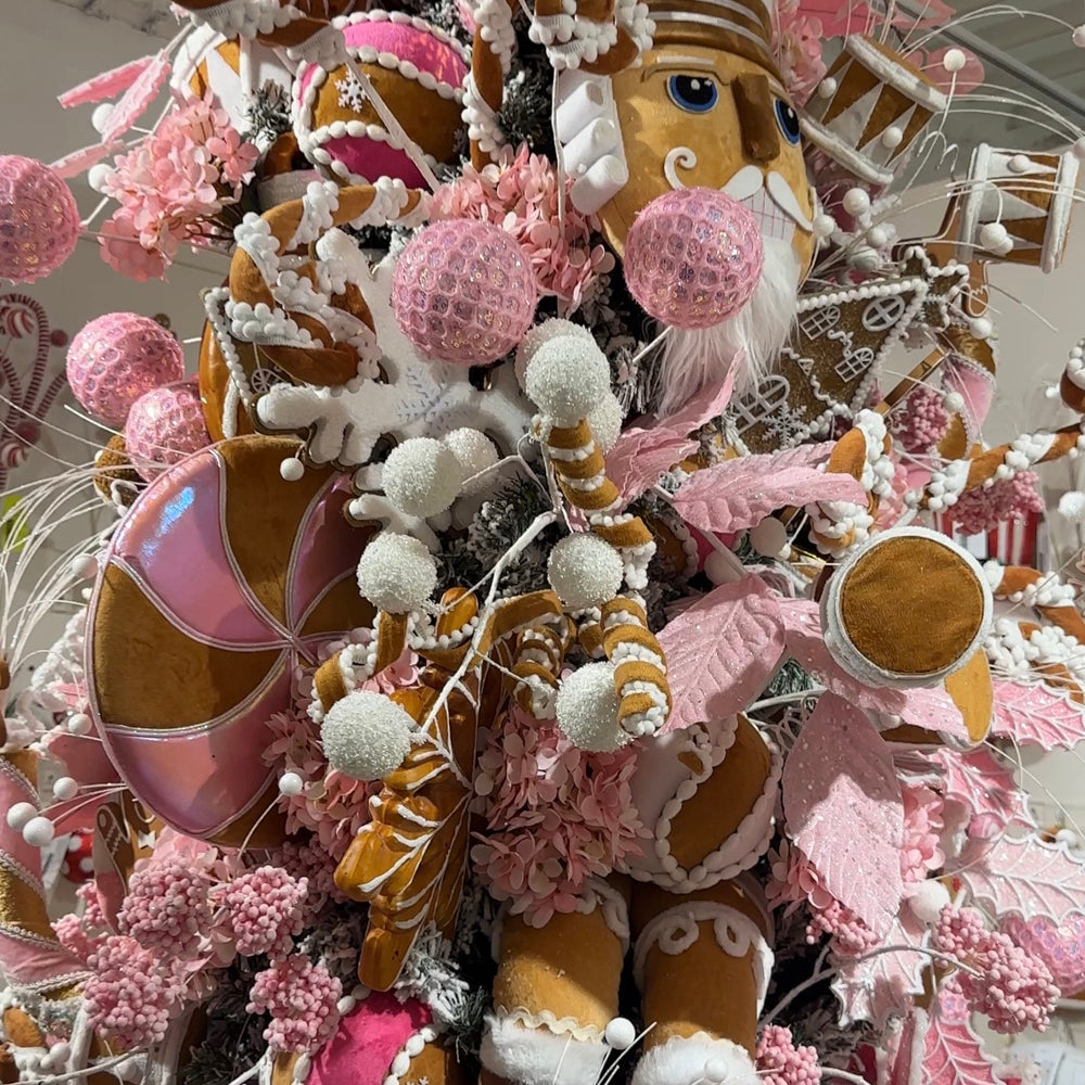 Viv! Christmas Kersttak - Iridescent Gingerbread Snoep Lolly XL - roze bruin - 71cm