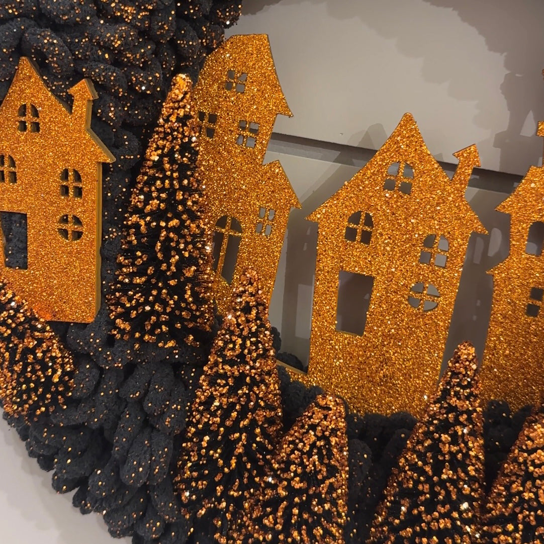 Viv! Christmas Halloween Decoration - Ghost Town Wreath - 46 cm