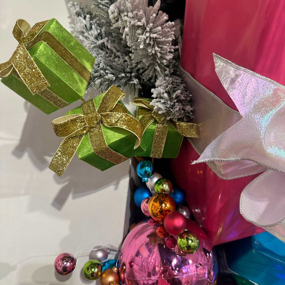 Viv! Christmas Spray - Velvet Presents w/ Bow - Green - 69 cm