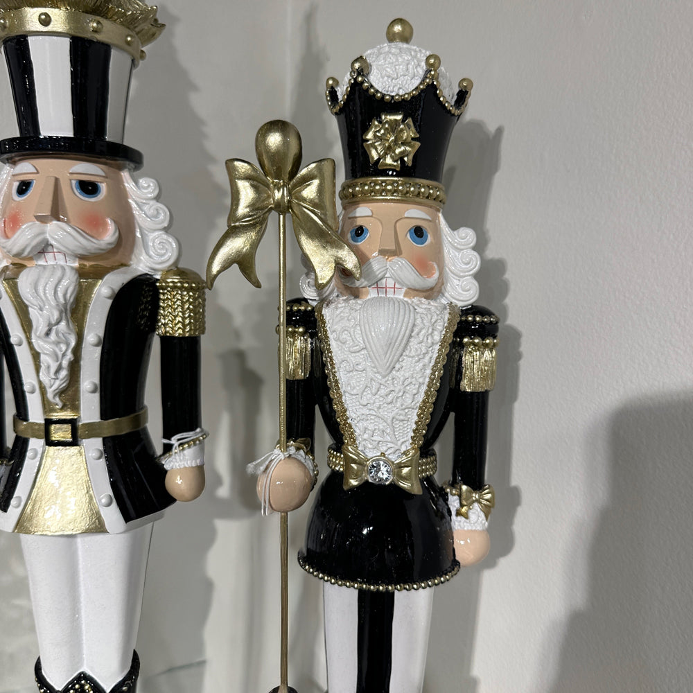 Viv! Christmas Tabletop Figure - Nutcracker w/ Bow Details - Black White Gold - 45 cm