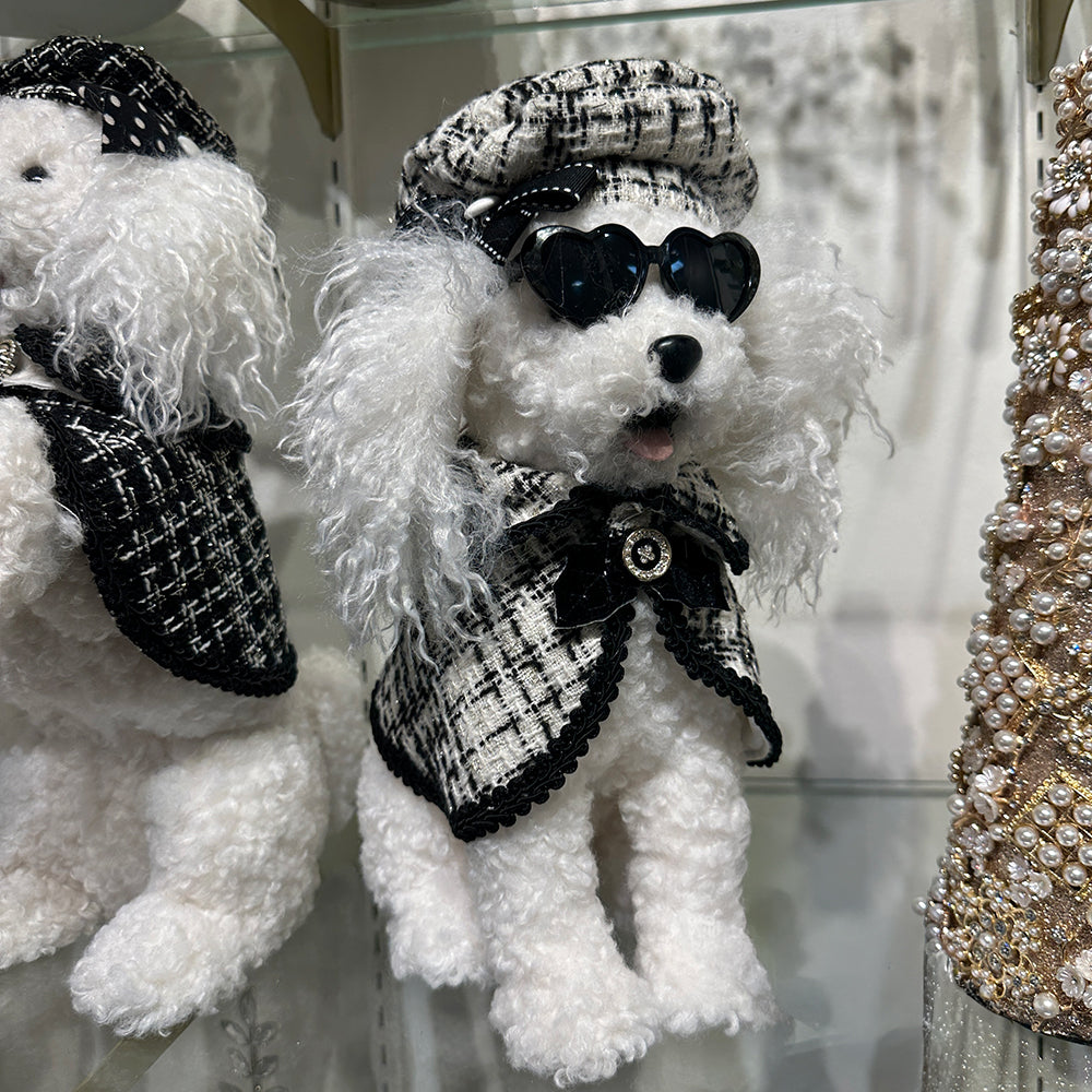Viv! Christmas Tabletop Figure - Mini Poodles - Set of 2 - Black White - 36 cm