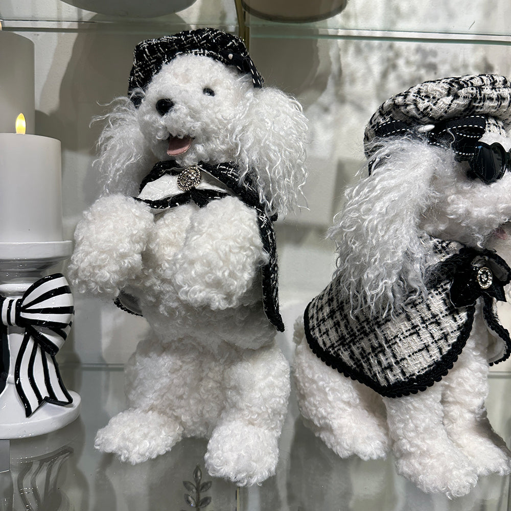 Viv! Christmas Tabletop Figure - Mini Poodles - Set of 2 - Black White - 36 cm