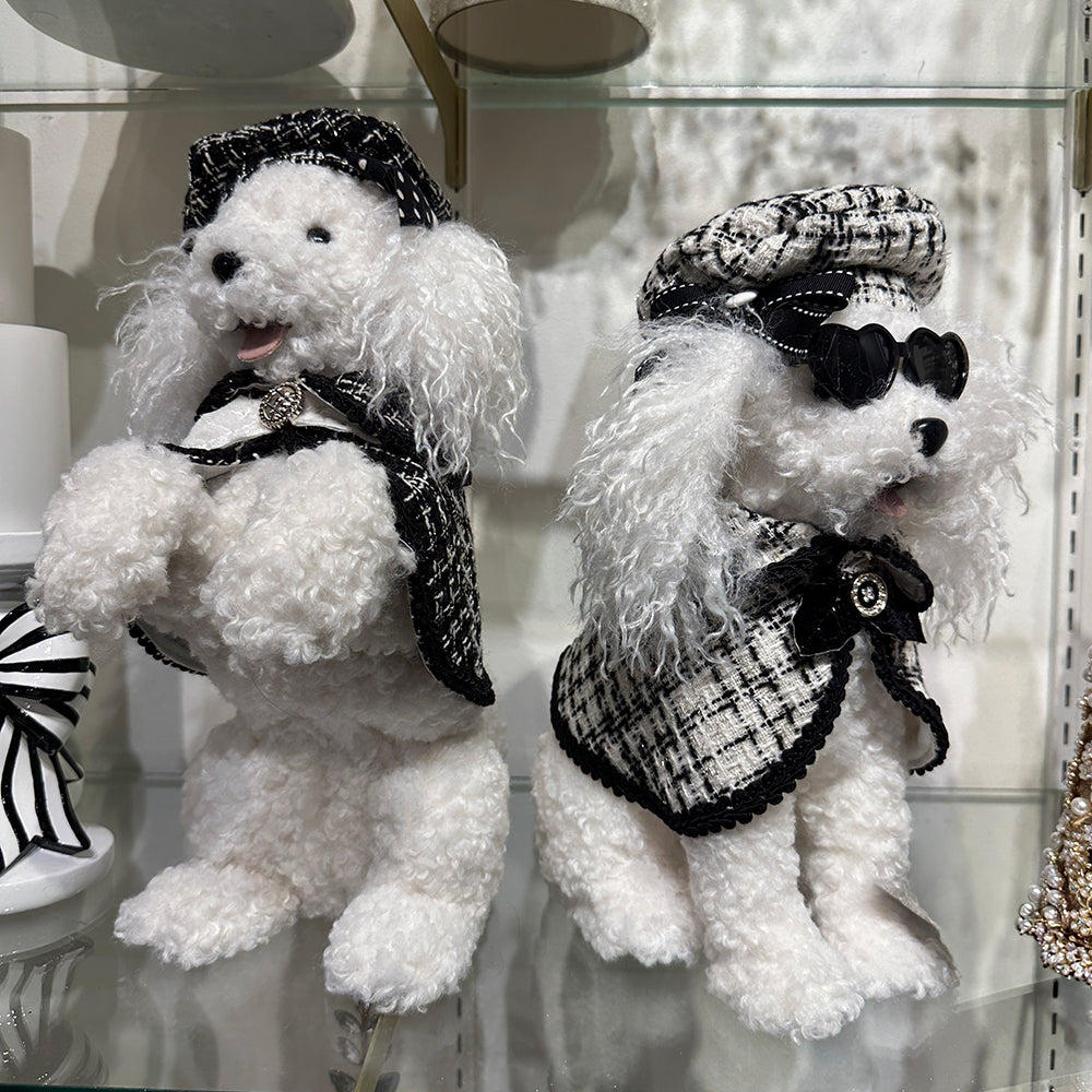 Viv! Christmas Tabletop Figure - Mini Poodles - Set of 2 - Black White - 36 cm