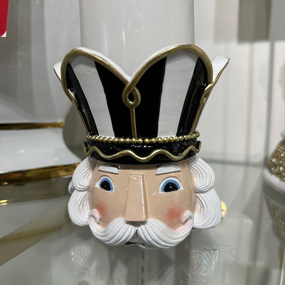 Viv! Christmas Kerst Tafeldecoratie - Notenkraker Kandelaar - zwart wit - 12cm