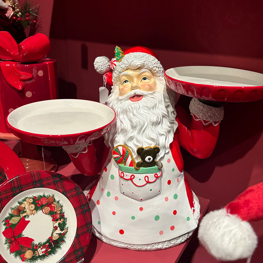 Goodwill M&G Kerstbeeld - Kerstman met Serveerschalen - rood wit - 55cm