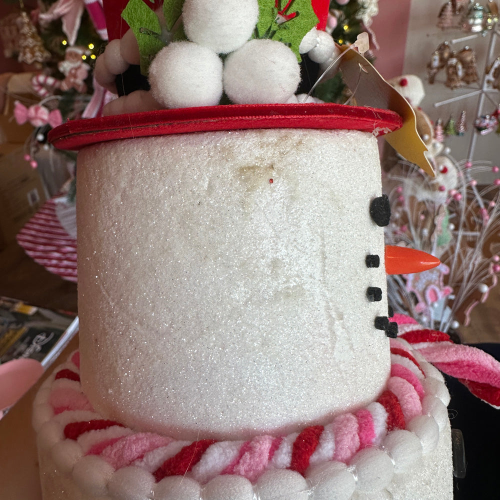 B-GRADE: Viv! Christmas Christmas Figure - Snowman Cake with Glitter - pink red white - 28cm