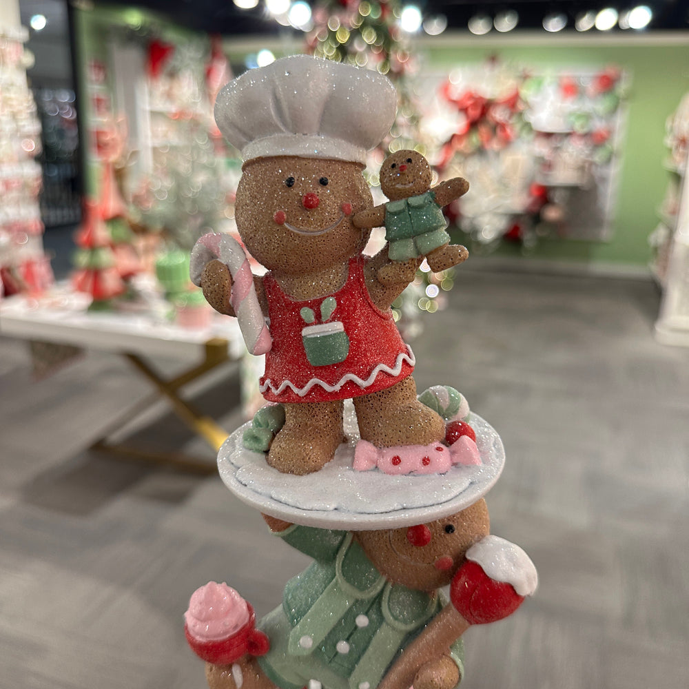 Viv! Christmas Tabletop Figure - Cupcake w/ Gingerbread Men - Red Pink - 40 cm
