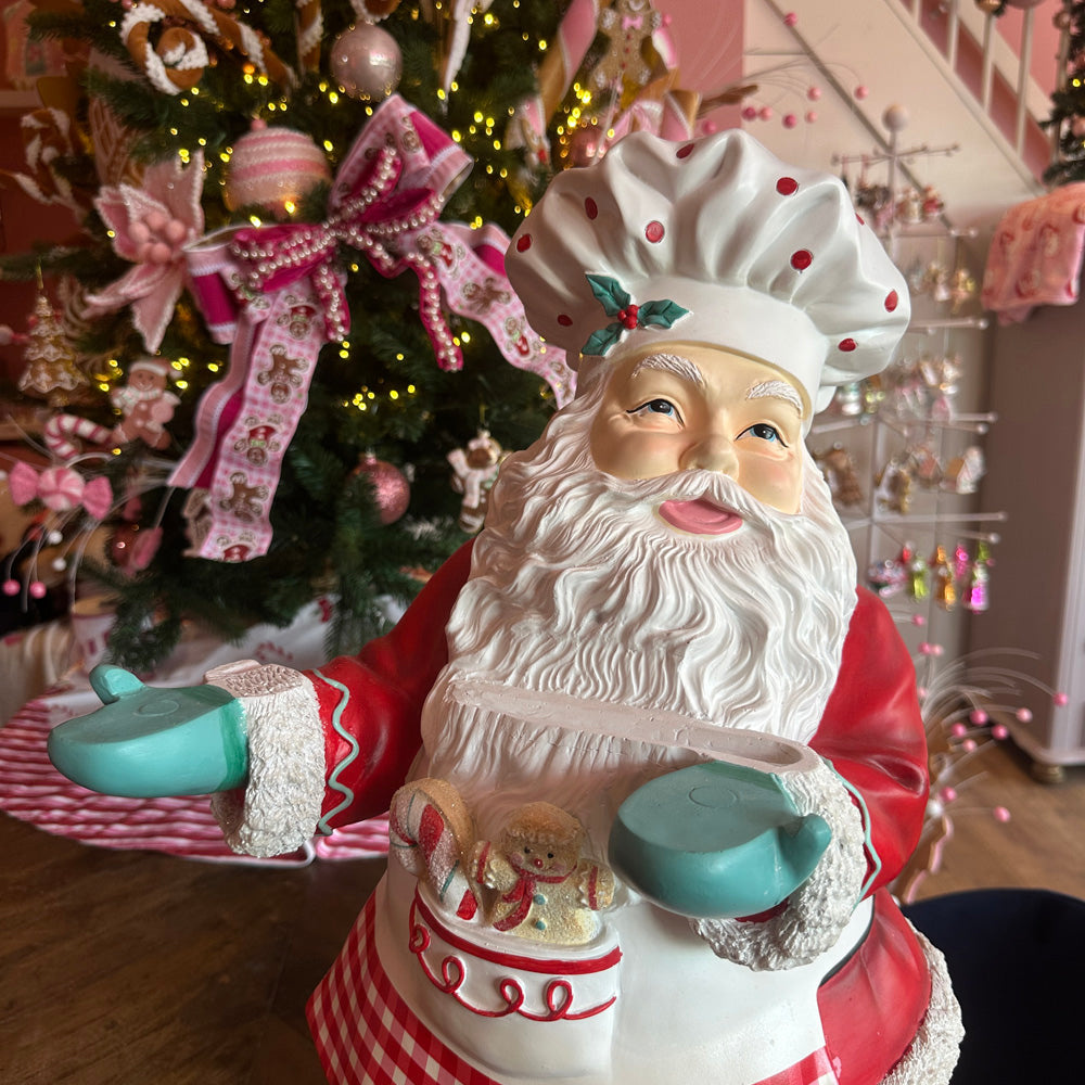 B-GRADE: Viv! Christmas Christmas Figure - Santa with Serving Bowl - red white - 68cm