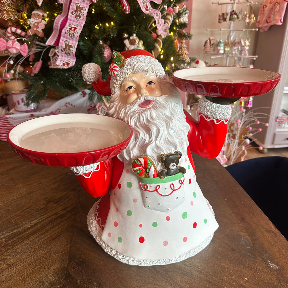 B-GRADE: Goodwill M&G Christmas Figure - Santa with Serving Trays - red white - 55cm