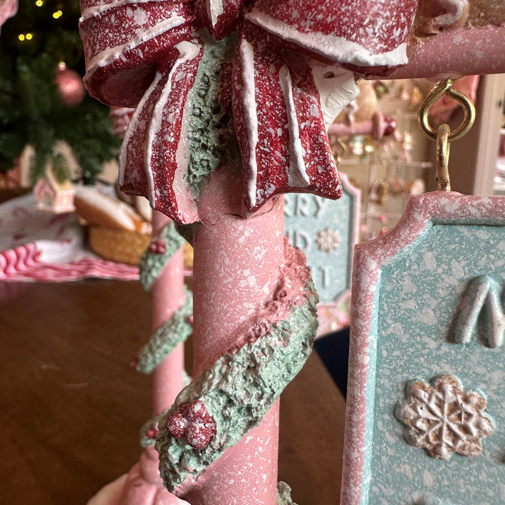 B-GRADE: Viv! Christmas Christmas Figure - Gingerbread Lantern incl. LED Lights - pastel pink green - 36cm