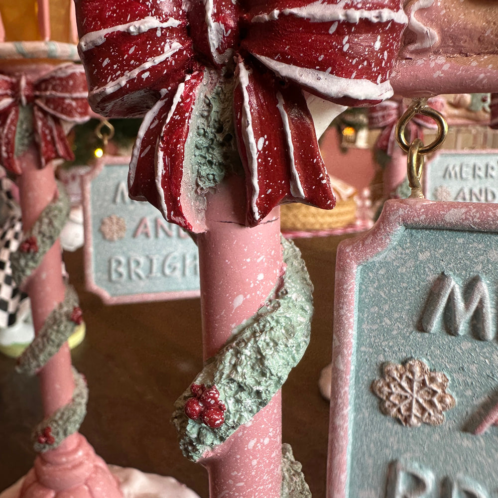 B-GRADE: Viv! Christmas Christmas Figure - Gingerbread Lantern incl. LED Lights - pastel pink green - 36cm