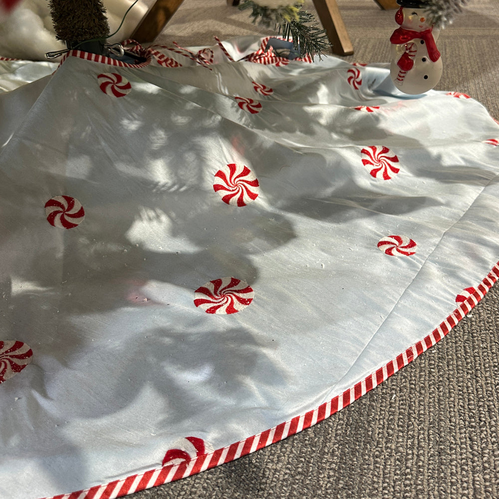 Viv! Christmas Luxury Tree Skirt - Peppermint Candy - Blue Red - Ø152 cm