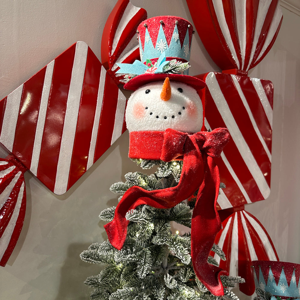 Viv! Christmas Kerstboom Piek - Pepermunt Snoep Sneeuwpop - rood blauw - 36cm