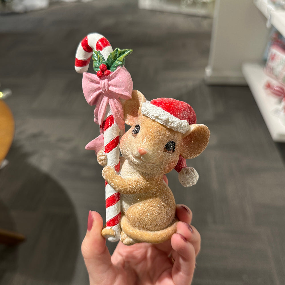 Viv! Christmas Tabletop Figure - Mice with Presents - Set of 3 - Blue Red - 14 cm