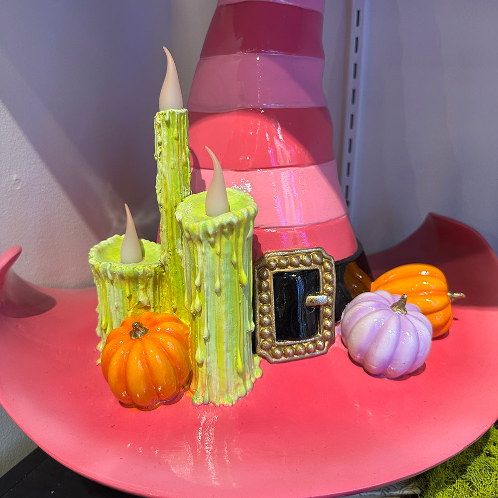 Goodwill M&G Halloween Decor - Pink Witch Hat with LED Lights - 43cm