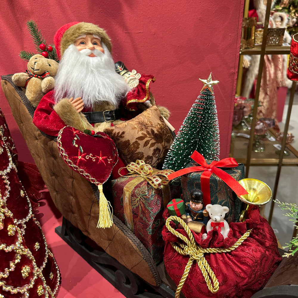 Goodwill M&G Christmas Tabletop Figure - Santa in Sleigh with Gifts - 69 cm