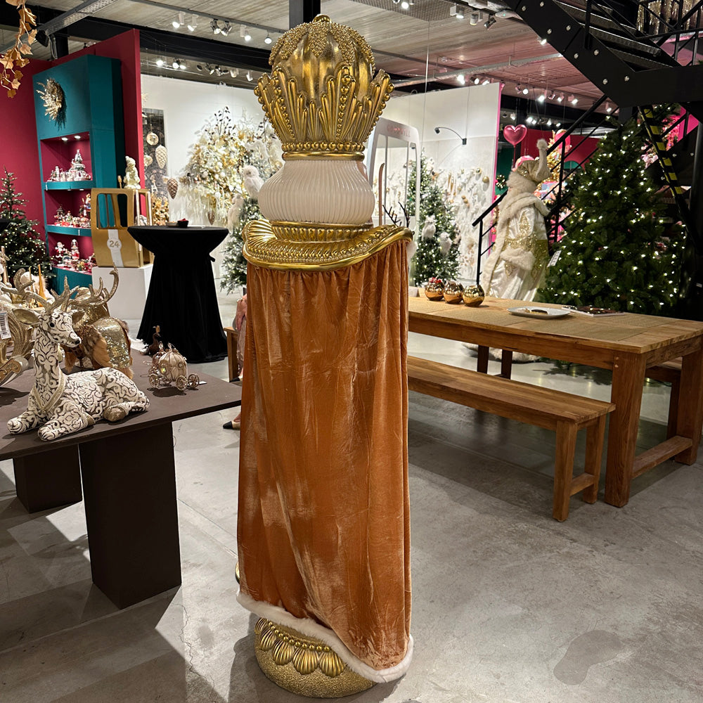 Goodwill M&G Christmas Figure Display - XXL Nutcracker with Fabric Cape - Cream Gold - 183cm