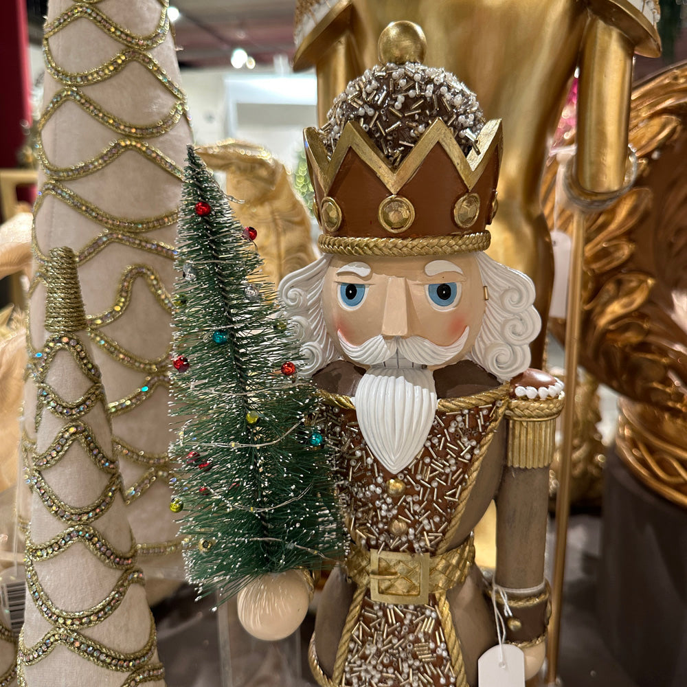 Goodwill M&G Christmas Tabletop Figure - Nutcracker with Sisal Tree & LED Lights - 56.5cm